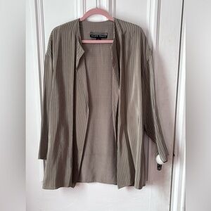 Women’s Ellen Tracy 100% Silk Open Front Striped cardigan. Lined Size 8